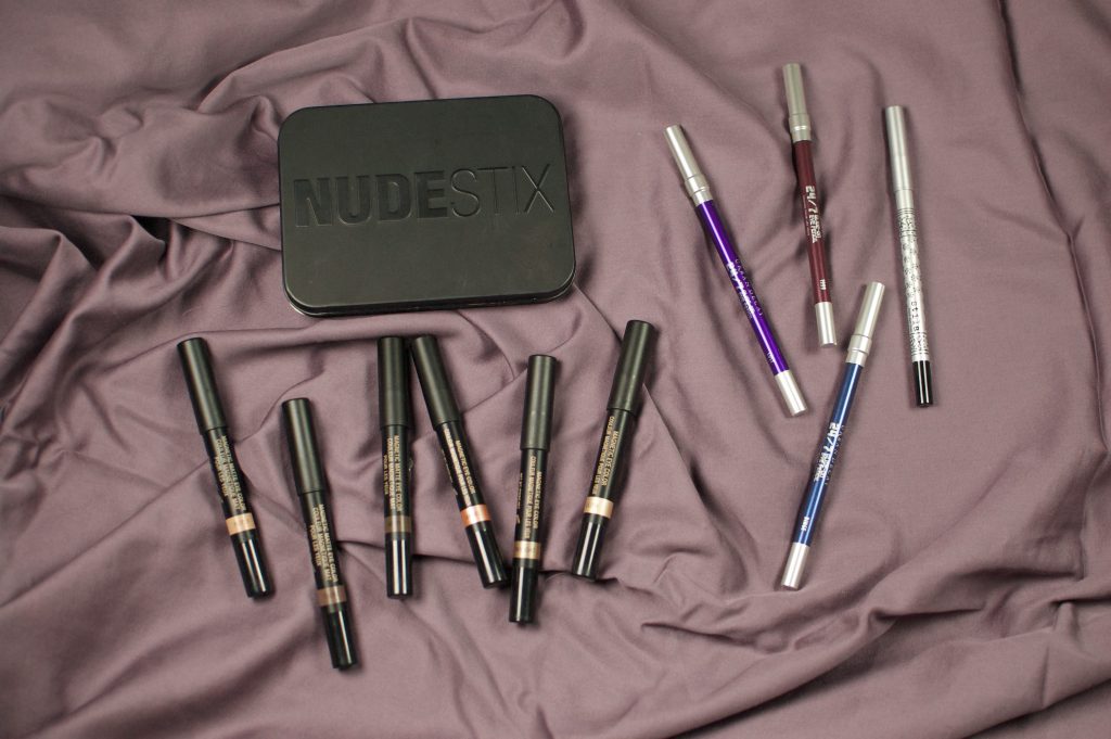 Nudestix Magnetic Eye Shadow, Stila Kajal Eye Pencil, Urban Decay 24/7 Eye Liner